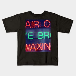 Hair color - eye brow waxing neon sign in NYC Kids T-Shirt